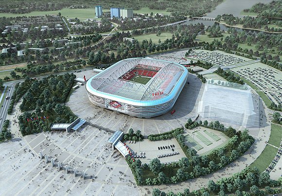 cтадион Спартак и силуэт будущего крытого манежа